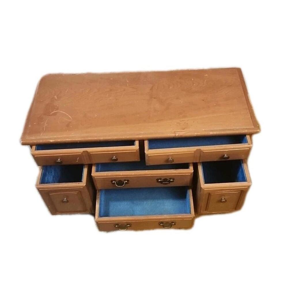 Vintage MELE Wooden Jewelry Box 6-drawerd Grannycore Kidcore